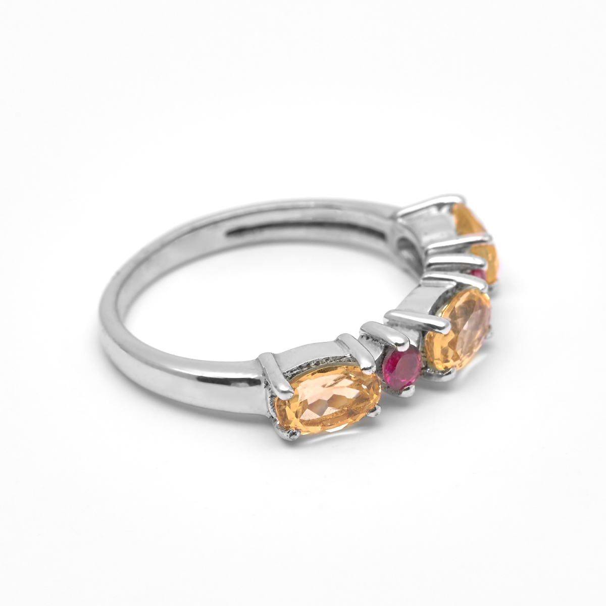 Bague citrine, rhodolite argent Elsa